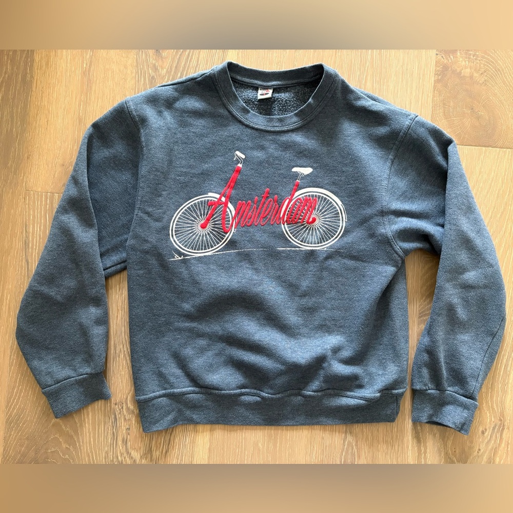 Vintage Amsterdam Graphic Gray Sweatshirt Size Small